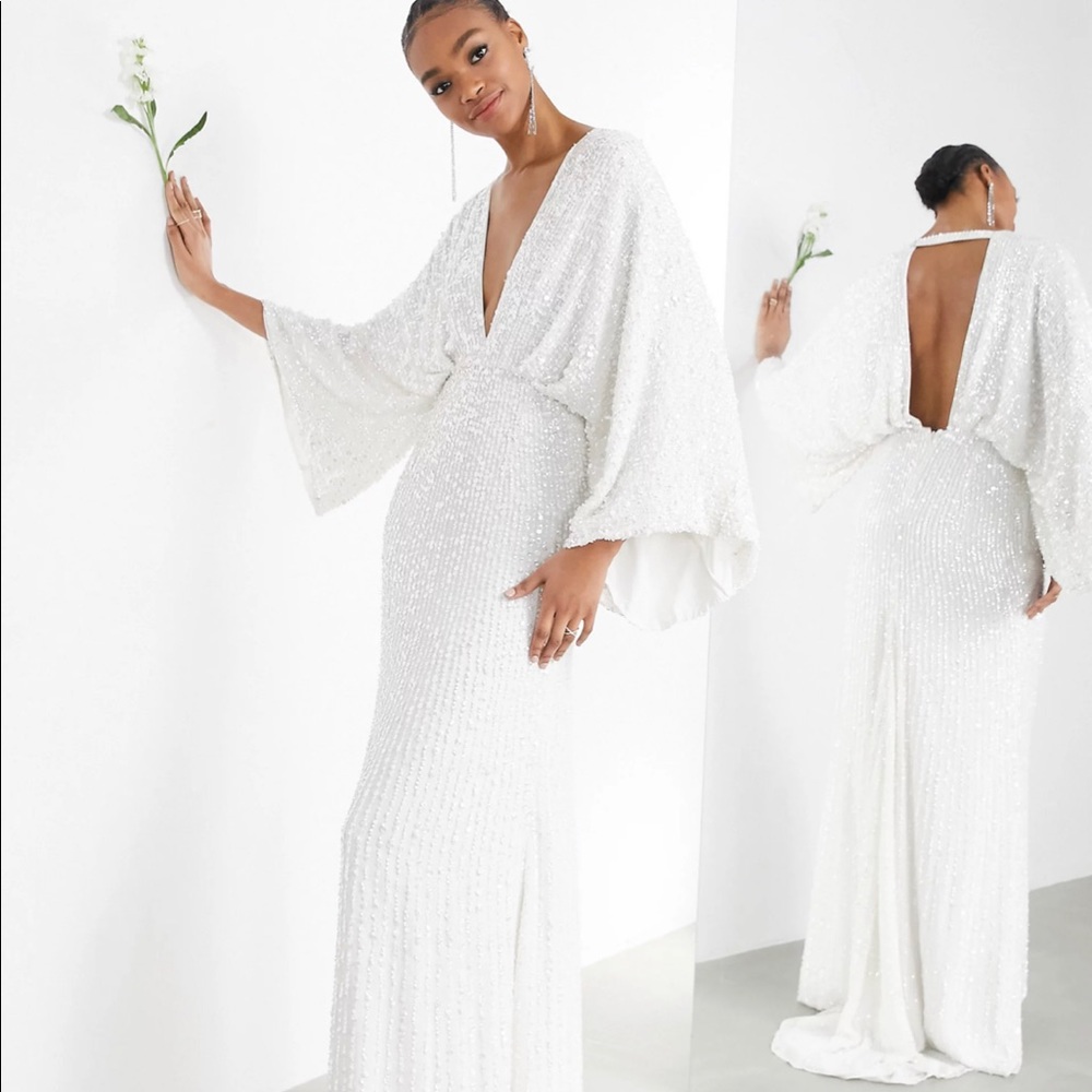 ASOS Ciara sequin kimono sleeve wedding dress